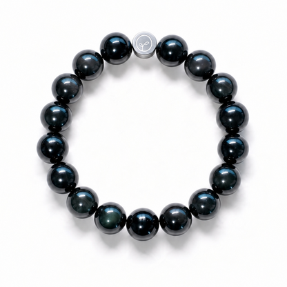 Natural Double-Eye Obsidian Stretch Bracelet