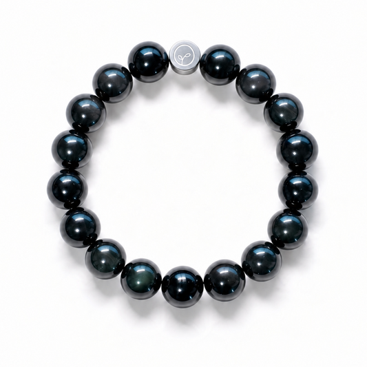 Natural Double-Eye Obsidian Stretch Bracelet