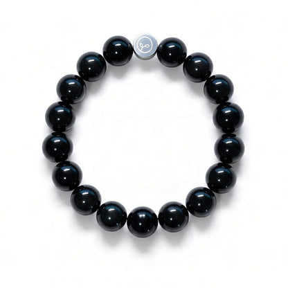 Natural Black Agate Stretch Bracelet