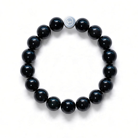 Natural Black Agate Stretch Bracelet