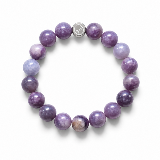 Natural Lepidolite (Purple Mica) Stretch Bracelet