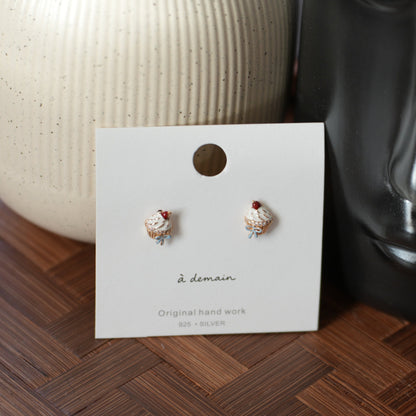 Melting Light - 14K Gold-Plated Enamel Ice Cream and Cake Stud Earrings