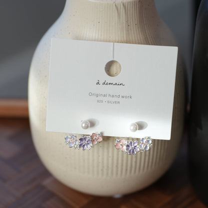 Young Grace - 14K Gold-Plated Enamel Floral Pearl Earrings
