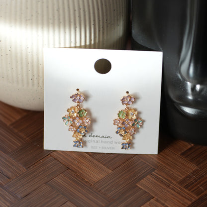 Light Cascade - 14K Gold-Plated Enamel Floral Drop Earrings