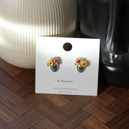 Radiant Gold - 14K Gold-Plated Enamel Stud Earrings
