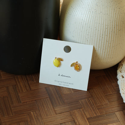 Lemon Light - 14K Gold-Plated Enamel Lemon Stud Earrings