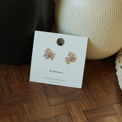 Three Graces - 14K Gold-Plated Enamel Lilac Stud Earrings