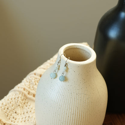 Blue Rain - 14K Gold-Plated Natural Blue Chalcedony Drop Earrings