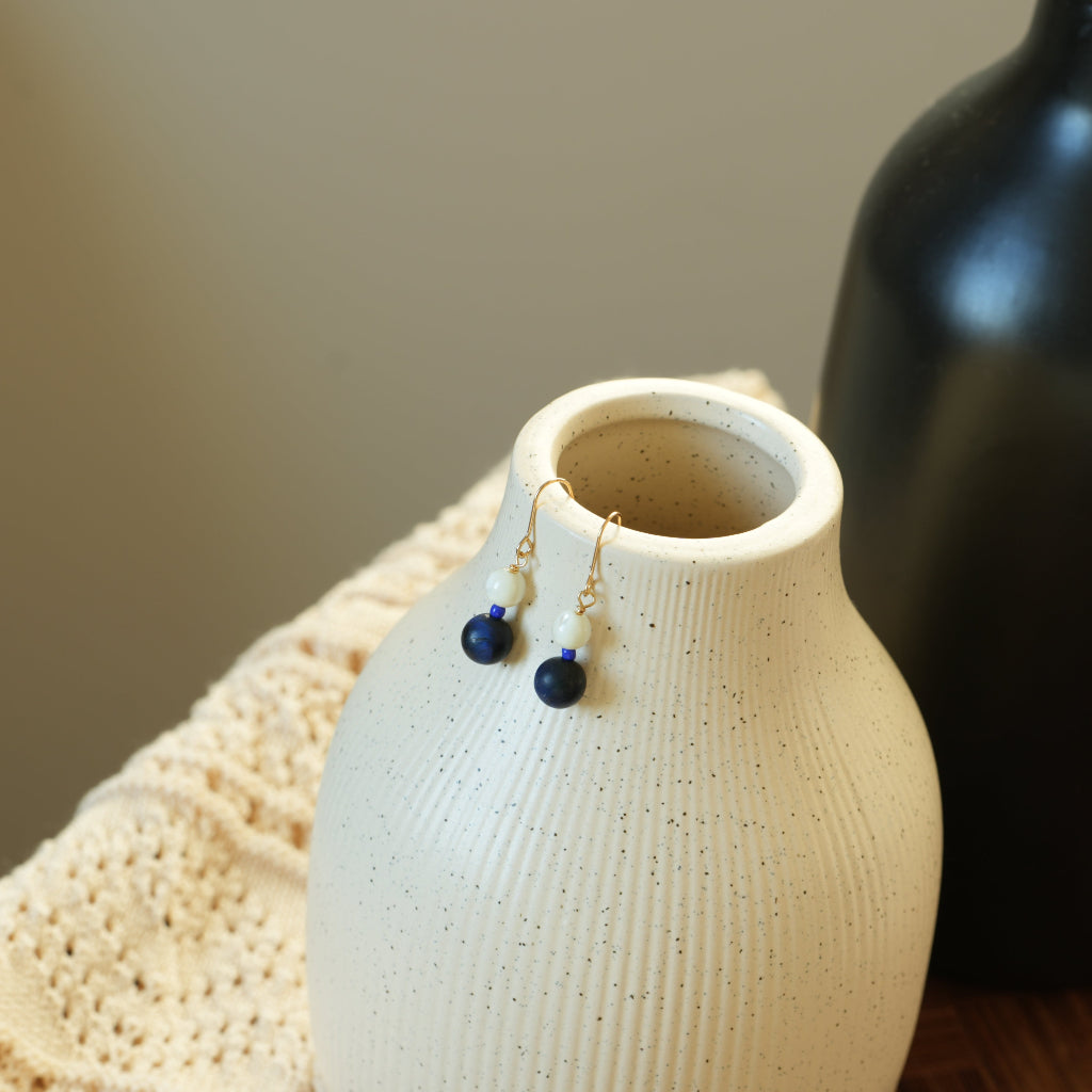 Shell & Sky - 14K Gold-Plated Shell and Lapis Drop Earrings