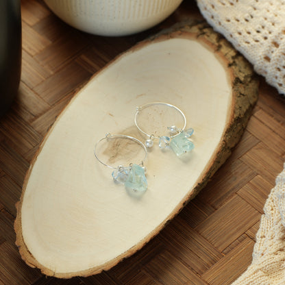 (Multiple Styles) Blue Drift - 14K Gold-Plated Blue Crystal and Pearl Earrings