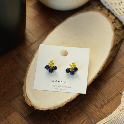 Blue Compass - 14K Gold-Plated Natural Lapis Lazuli Stud Earrings
