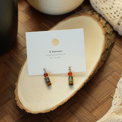 (Multiple Styles) Small Constellations - 14K Gold-Plated Natural Agate and Stone Drop Earrings