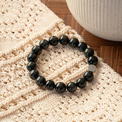 Natural Double-Eye Obsidian Stretch Bracelet