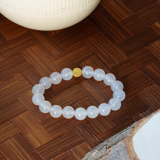 Natural White Agate Stretch Bracelet