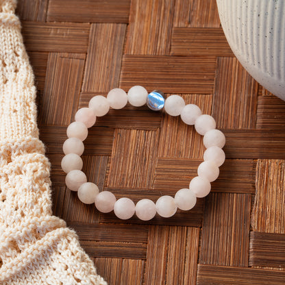 Natural Frosted Rose Quartz Stretch Bracelet