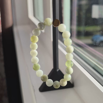 Natural Green Grape Creamy Xiuyan Jade Stretch Bracelet