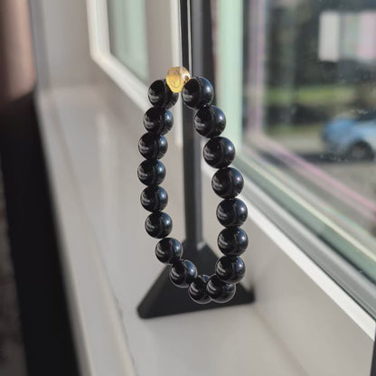 Natural Black Agate Stretch Bracelet