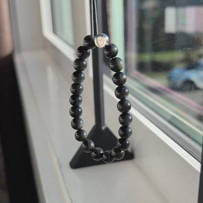 Natural Double-Eye Obsidian Stretch Bracelet