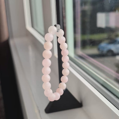 Natural Frosted Rose Quartz Stretch Bracelet