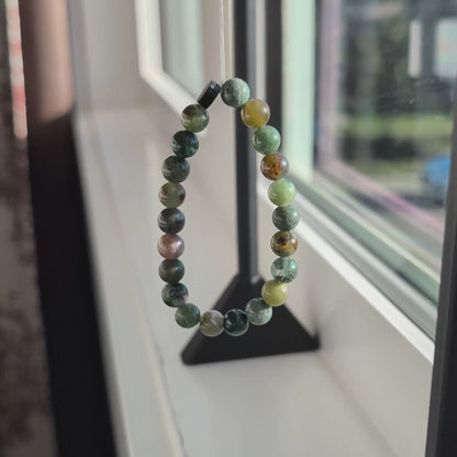 Natural Indian Agate Stretch Bracelet