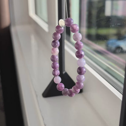 Natural Lepidolite (Purple Mica) Stretch Bracelet